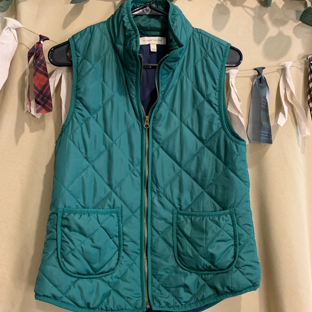 41 Hawthorn - Wilco Solid Quilted Vest - Green and Blue - Size S